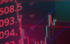 Stock market exchange graph price drop with red numbers investment lose of business financial digital background / C