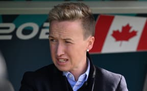 Canada's coach Beverly Priestman is seen on the touchline during the Australia and New Zealand 2023 Women's World Cup Group B football match between Nigeria and Canada at Melbourne Rectangular Stadium, also known as AAMI Park, in Melbourne on July 21, 2023. (Photo by WILLIAM WEST / AFP)