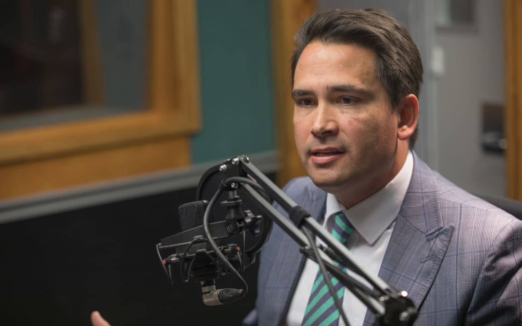 Simon Bridges in the RNZ Auckland studio for an interview on Morning Report.