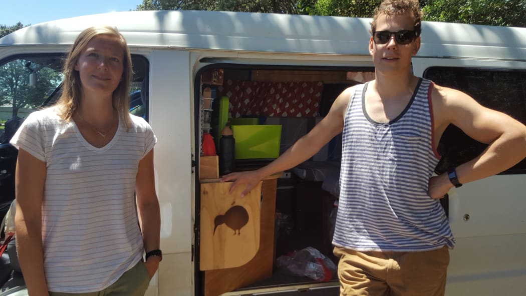Dutch freedom campers Esmee and Riccardo Deeuwen say they'd be prepared to pay to stay at Kawaroa Reserve in New Plymouth.