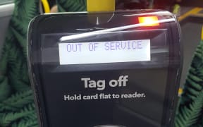 An out-of-service Hop card reader on an Auckland bus.