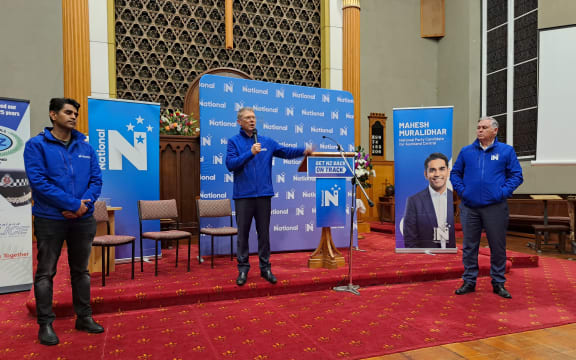 About 100 people attended a public meeting in Auckland central on August 14 with National Party members Whangaparāoa MP Mark Mitchell, Epsom candidate Paul Goldsmith and Auckland Central candidate Mahesh Muralidhar.