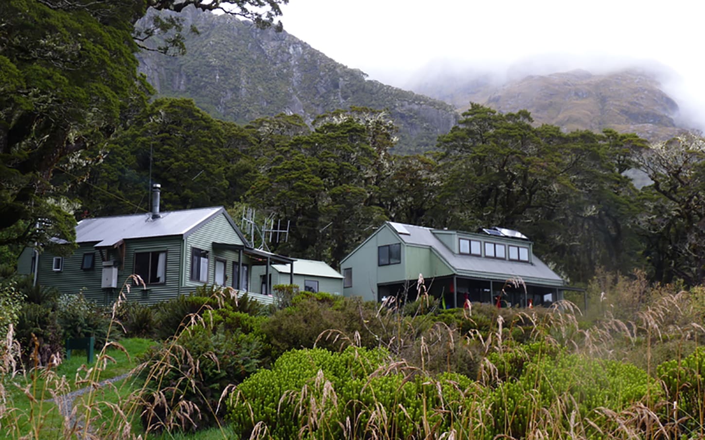Lake Mackenzie hut and surrounding buildings