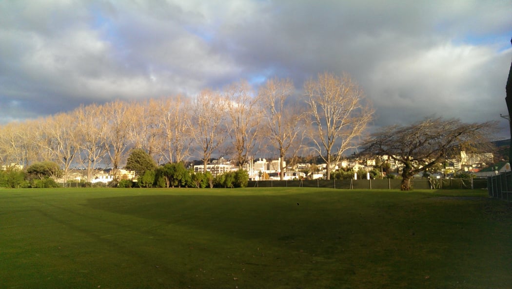 The side of Dunedin's University Oval where new grass banks will go to increase capacity.