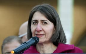 New South Wales' Premier Gladys Berejiklian speaks to Muslims at the Lekamba mosque after an Eid al-Fitr prayer in western Sydney on June 25, 2017.