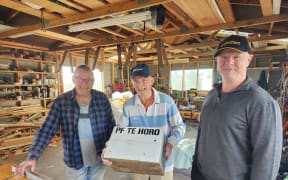 Wayne McCausland, John Draper and Quentin Long (L-R) of Pest Free Te Horo