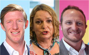 Tauranga parliamentary election candidates, National's candidate Sam Uffindell, Labour's Jan Tinetti, and Act's Cameron Luxton.