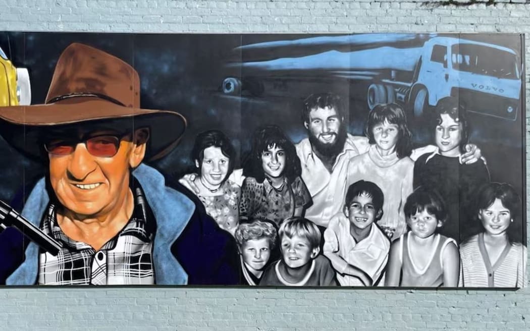 Robin Smith and other hostages are immortalised in this mural, designed by Wayne Tindall and painted by Heesco Khosnaran, at Yarram, in regional Victoria. (Photo: Lyn Gallacher)