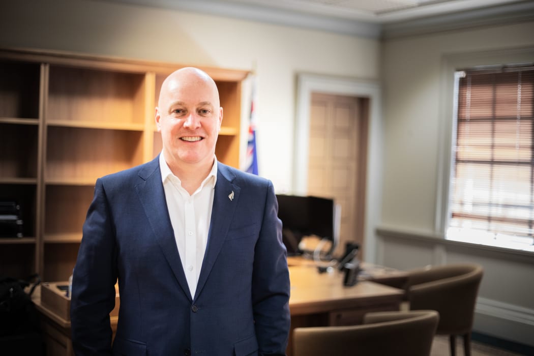 National Party leader Christopher Luxon, freshly arrived in his new office.