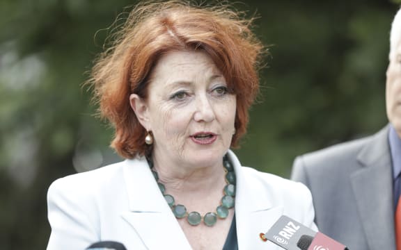 National MP Maggie Barry supports National MP Amy Adams as she announces she will stand for National Party leader.