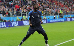 Samuel Umtiti celebrates his winning goal