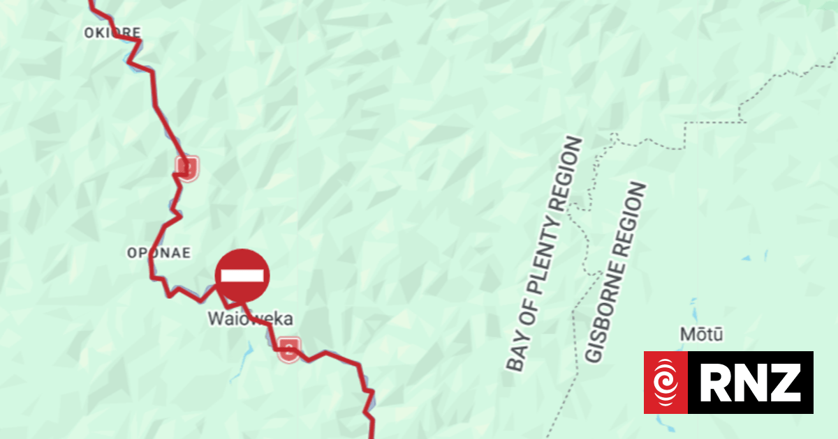 SH 2 through Waioweka Gorge closed due to slip