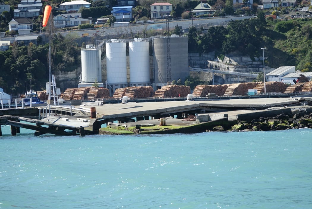 Damaged wharves at Lyttelton Port.
