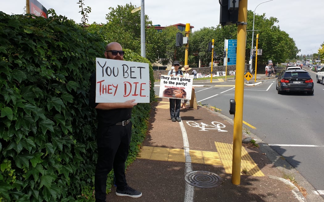 Boxing Day Ellerslie races - protests against animal cruelty