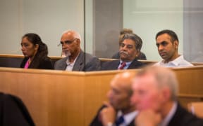 At the Auckland High Court (from left) Amandeep Kaur, a translator, another translator and Gurjinder Singh.