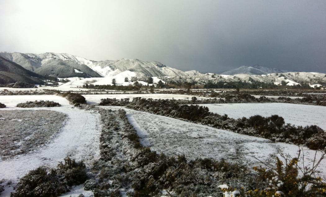 Snow covers Whitemans Valley in Upper Hutt.