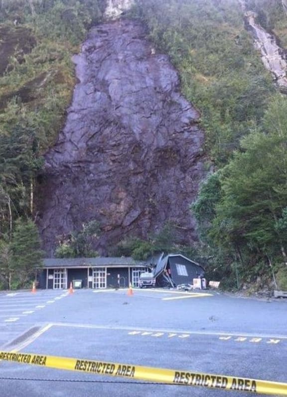 The building was severely damaged in the landslide.
