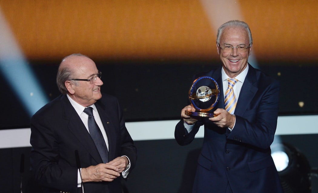 Fifa president Sepp Blatter and German football legend Franz Beckenbauer.