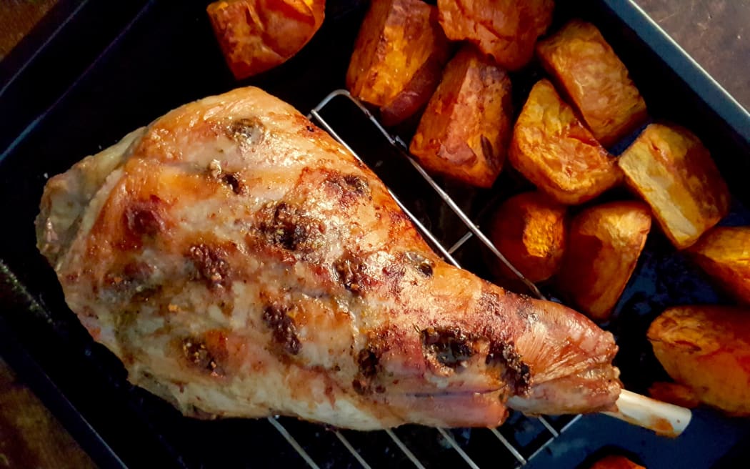 Roast Lamb Leg with Olives Orange