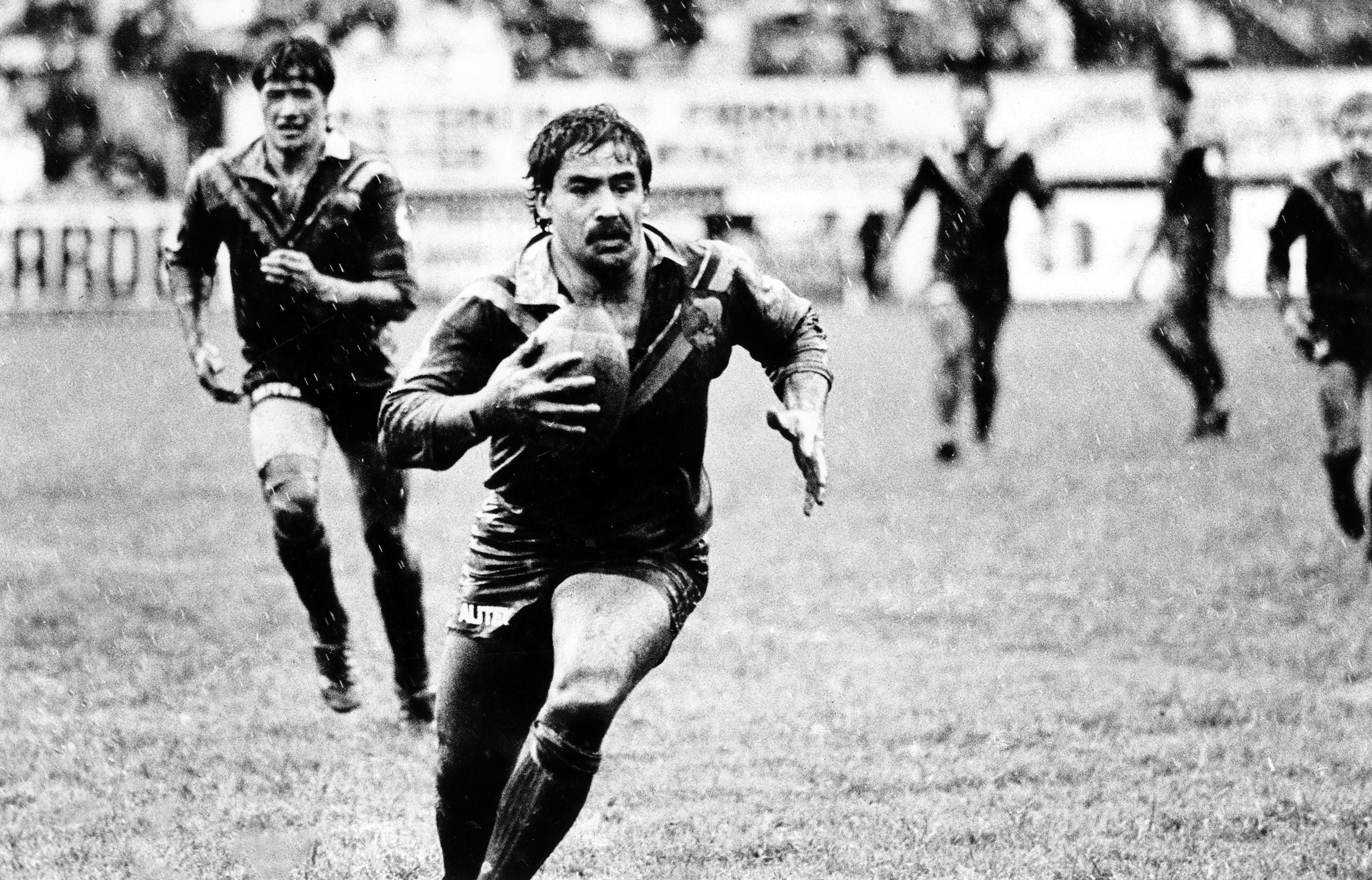 Kevin Tamati with the ball for the New Zealand Kiwis, playing at Carlaw park. Circa 1985