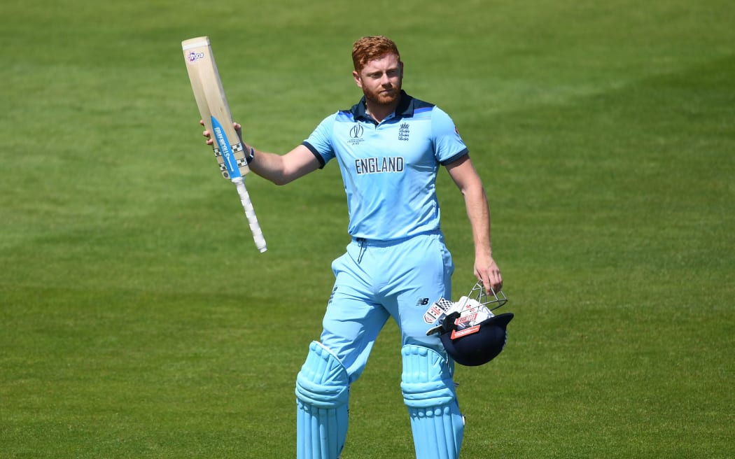 Jonny Bairstow acknowleges the crowd on his way back to the dressing room.