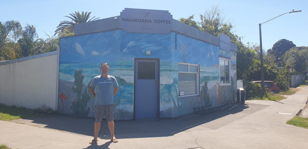 Haumoana Coffee owner Matt Goodin opened for takeaways only on 21 February, a week after parts of the shop were inundated with a metre of water.
