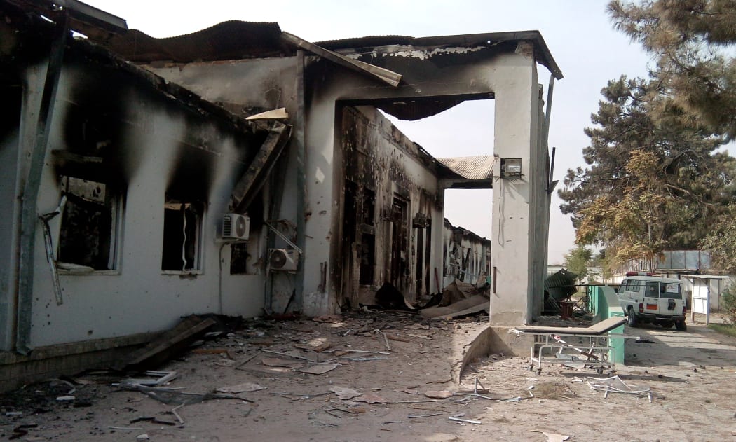 The damaged hospital in which the Medecins Sans Frontieres (MSF) medical charity operated is seen on October 13, 2015 following an air strike in the northern city of Kunduz.