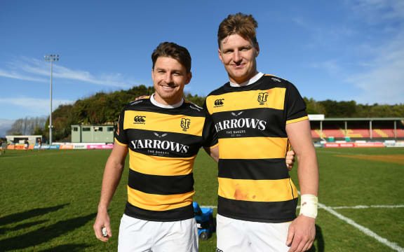 Beauden and Jordie Barrett playing for Taranaki. 2020