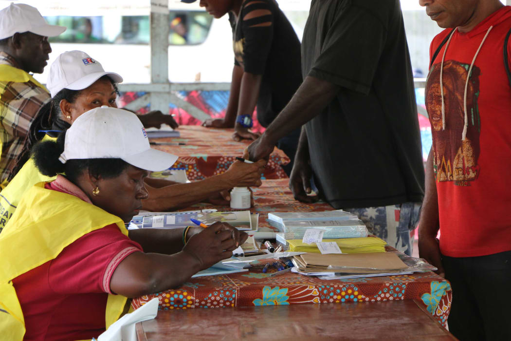 Voter's finger gets inked during polling for Bougainville's independence referendum