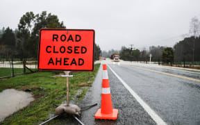 SH6 between Belgrove and Foxhill, closed due to adverse weather, 11 July 2025.