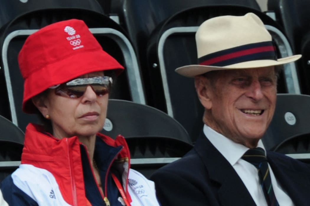 Princess Anne and her father Prince Philip watch a sporting event at the Equestrian Arena in Greenwich Park in London on July 29, 2012.