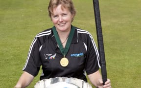 Jenny Clarke, world champion croquet player, photographed at the Union Croquet Club at Hagley park in Christchurch.