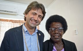 UN co-ordinator in PNG Gianluca Rampolla with Bougainville MP Josephine Getsi