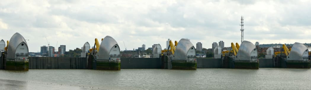 The Thames Barrier in closed position