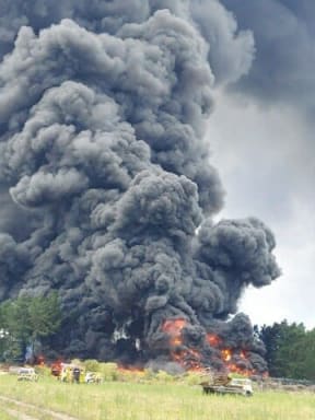 A tyre fire in Amberley, north of Christchurch, on 29/1/2021