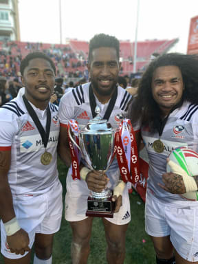 USA celebrate their Cup final win over Samoa.