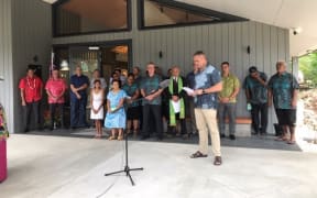 Fletcher Tabuteau speaks at the opening of the new chancery of the New Zealand High Commission on Niue