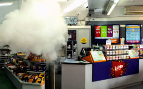 Fog cannon in use