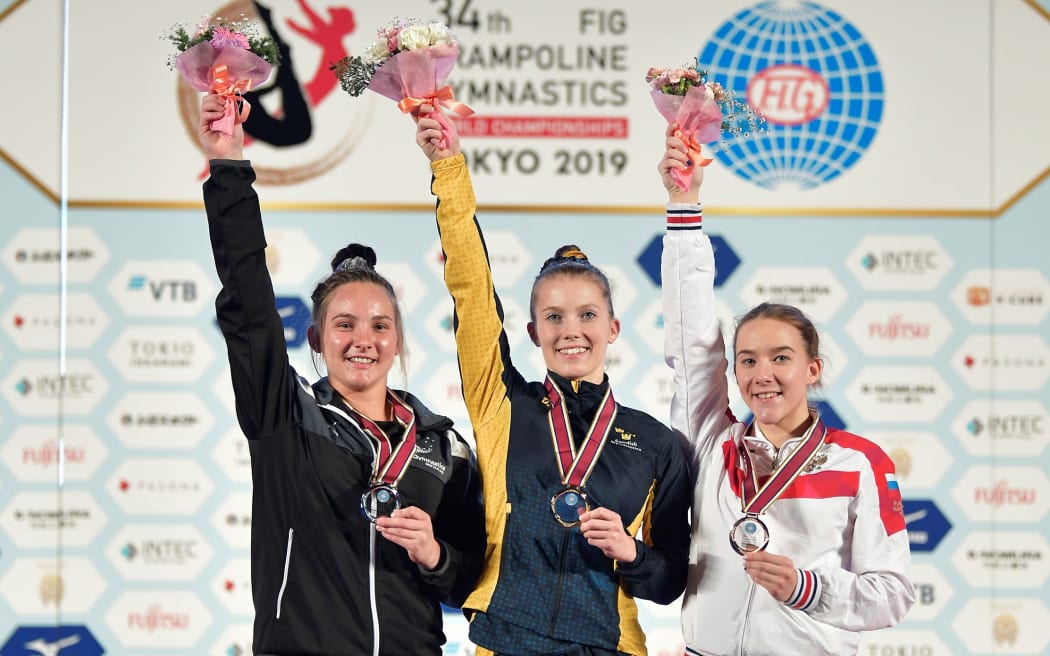 New Zealander Bronwyn Dibb wins silver at 2019 World Trampoline Champs