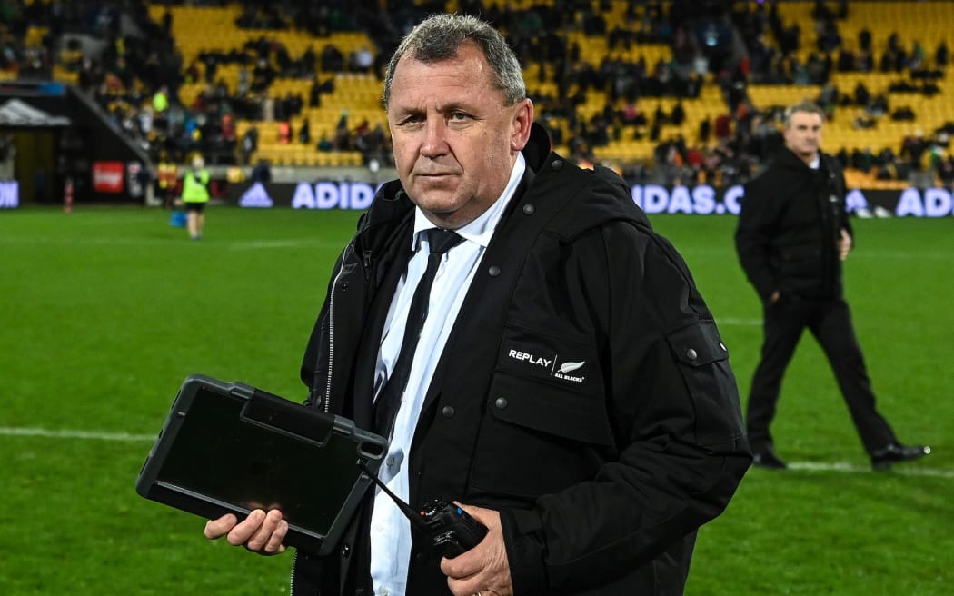 All Blacks coach Ian Foster after the match.
New Zealand All Blacks v Ireland, 3rd test at Sky Stadium, Wellington, New Zealand on Saturday 16 July 2022.
2022 Steinlager Series / 2022 Ireland Rugby Union Summer tour to New Zealand.
 © Copyright photo: Andrew Cornaga / www.photosport.nz
