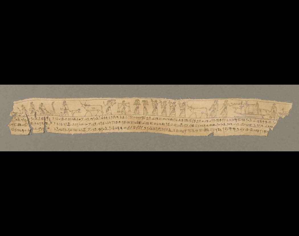 This fragment of a shroud or mummy wrapping dates to the early Ptolemaic period around 300 BC.