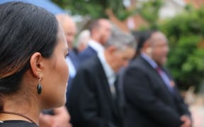 Pania Newton and Kiingi Tūheitia at Ihumātao.