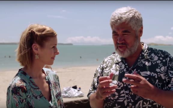 RNZ's Māori Issues correspondent Mihingarangi Forbes with actor and te reo advocate Rawiri Paratene.