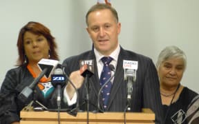 John Key with ministers Paula Bennett, at left, and Tariana Turia.