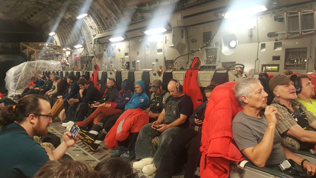 A C17 Globemaster plane en-route to Antarctica with 117 people on-board, heading to Scott Base and McMurdo Station