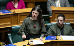Chloe Swarbrick makes her speech during the budget debate