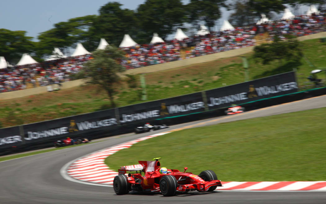 Brazilian Felipe Massa on his way to winning the Brazilian Grand Prix at Interlagos, Sao Paulo, 2008.