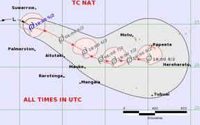 Tropical Cyclone Nat track map as at 7.40am Fiji time.