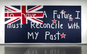 Installation image from What They Didn't Teach Me at School by Richard Lewer at NZ Portrait Gallery