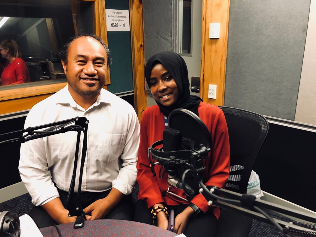 Peter Fa'afiu and Fatumata Bah in studio